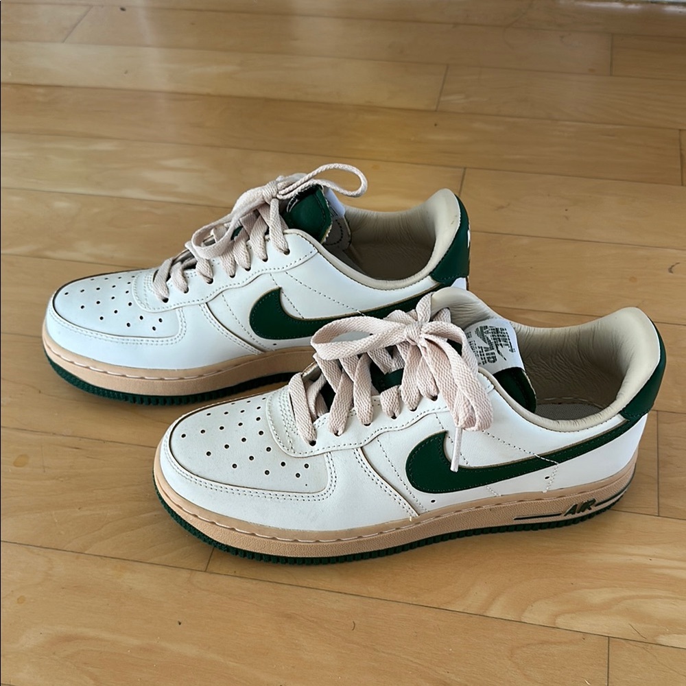 Nike white beige green Air Force One